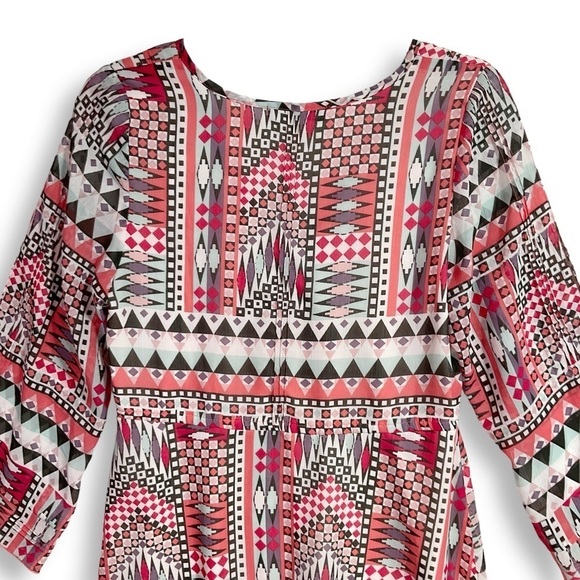 Sanctuary Southwest Boho Dress Sz S V Neck Ruffle Pink Coastal Cowgirl - Picture 8 of 11